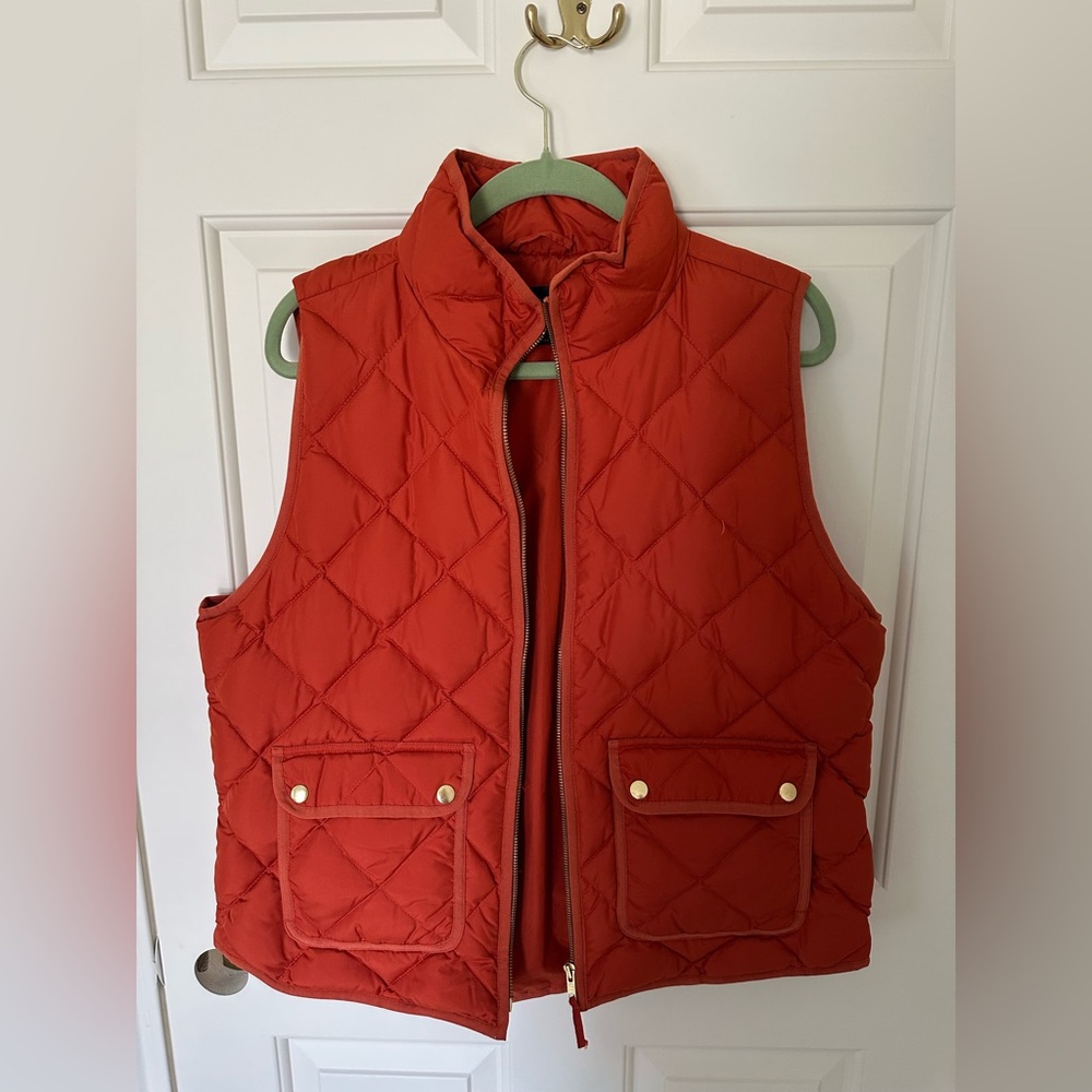 J. Crew Vibrant Orange Quilted Vest